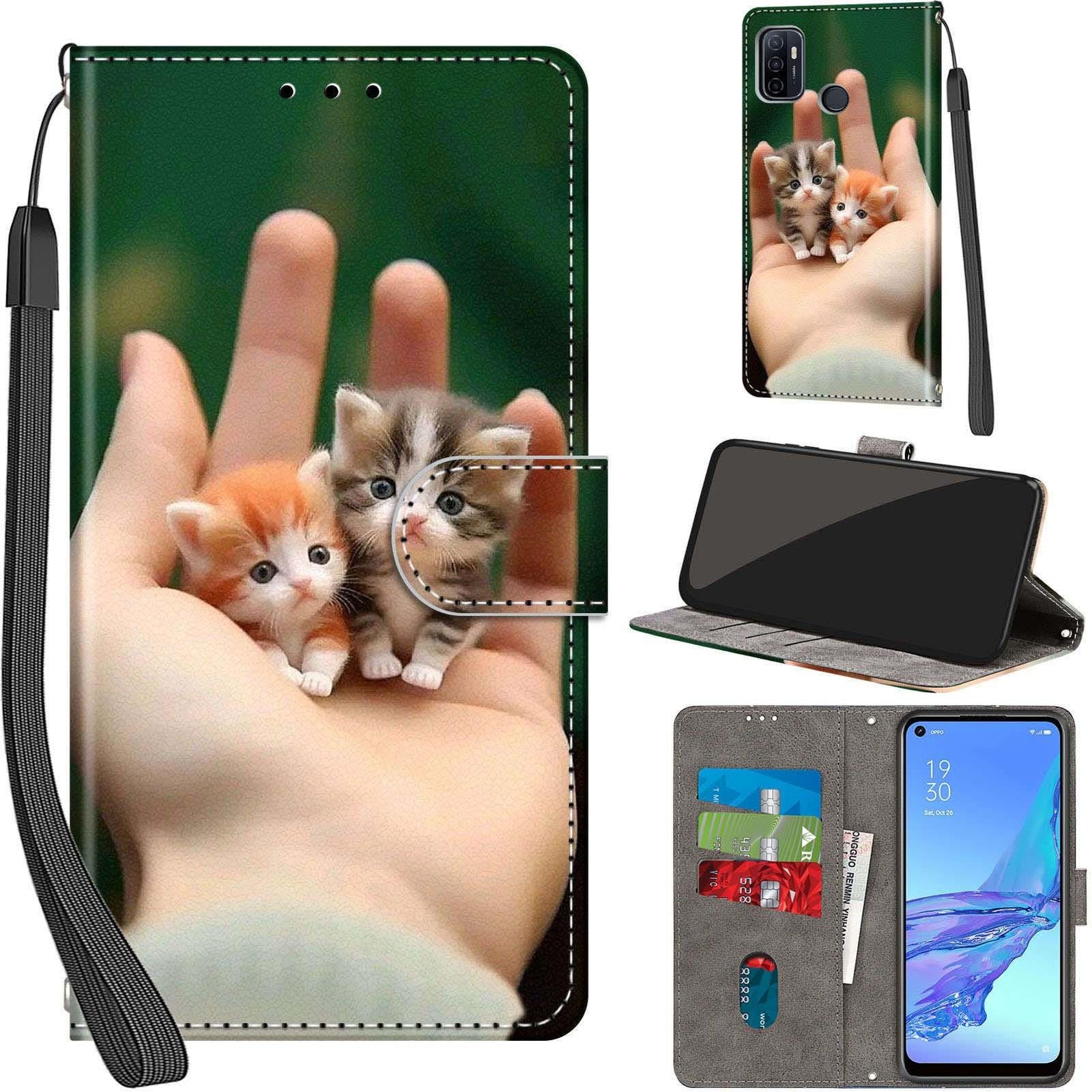 Coque Oppo A53 4G housse en cuir PU premium noir avec etui a rabat