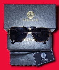 VERSACE VE2251 100287 Gold Dark Grey Men's 63 mm Sunglasses