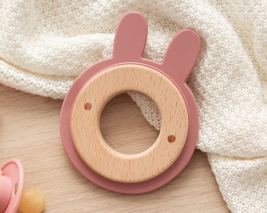 Kiokids – Massaggiagengive In Silicone E Legno Rosa