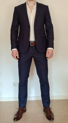Robert Graham Anzug Herren Größe 48 (M) Blau Super 150's Wolle Nadelstreifen