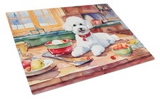 Caroline's Treasures Bichon Frise Christmas Cookies Glass Cutting Board DAC3736L