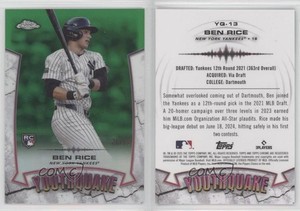 2025 Topps Chrome Youthquake Green Refractor /99 Ben Rice #YQ-13 Rookie RC