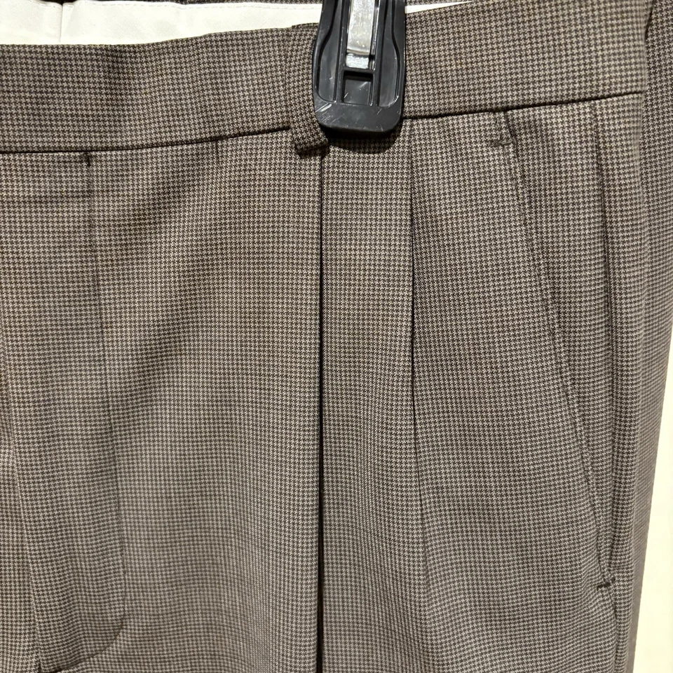 Traje Brooks Brothers 346 Mezcla de Lana Elastizado Marrón Pata de Gallo 40L Pantalones 34" Foto 3 de 4