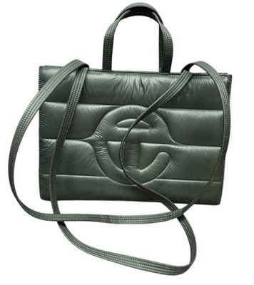 Telfar x Moose Knuckles Puff Shopper Medium Green Puffer Tote Bag Strap