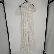 Baltic Born White Floral Embossed Marseille Bridal Party Dress Size Small