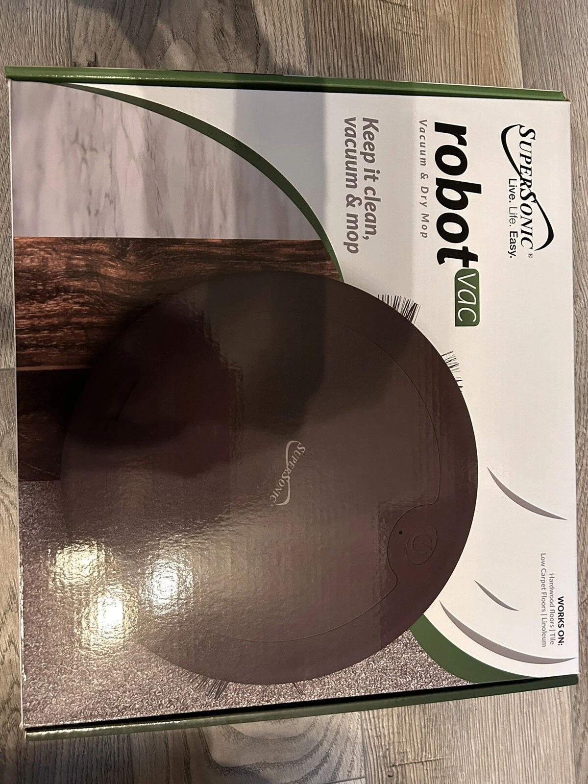 Supersonic Robot Vac Vacuum and Dry Mop, Quiet w 120 Minutes of Cleaning Time