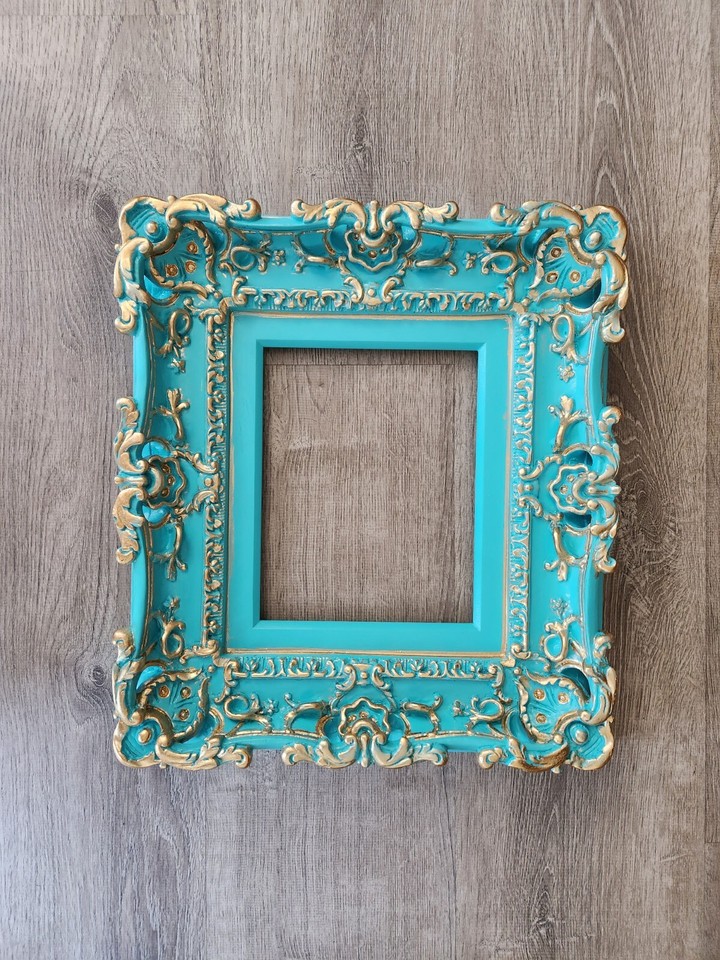 8x10 Turquoise Wall Picture Frame, Baroque Style, Art Cottage Chic ...
