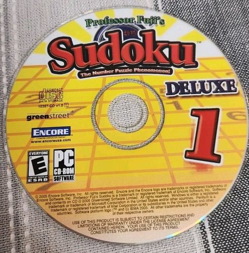 Professor Fuji's Sudoku Deluxe 1 PC CD-ROM Computer Game Without Case 2005