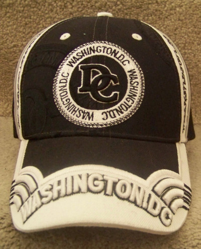 Washington D.C. black & white cap hat adult adjustable strap c46652