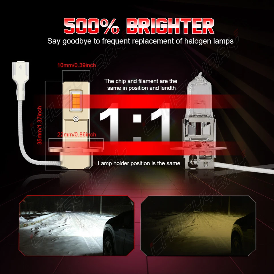 Kit de conversión de bombillas antiniebla H3 6000 k blanco para Mazda MX-6 1990-1997 2 piezas Foto 3 de 4