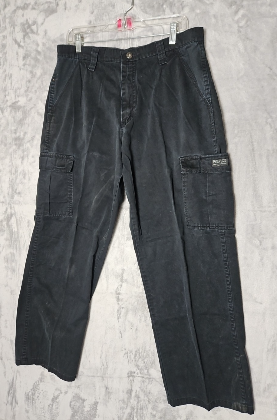 Wrangler Cargo Pants Black Denim Men's 34 X 29   Authentic Issue
