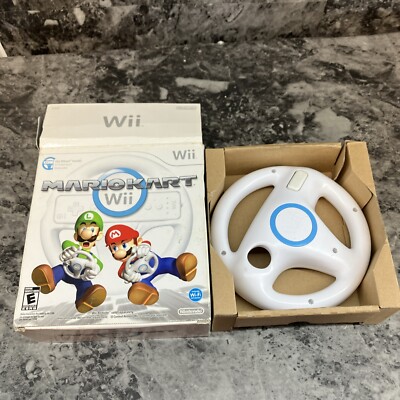 Nintendo Wii Mario Kart Wii Steering Wheel In Box No Game Big Box Edition Good