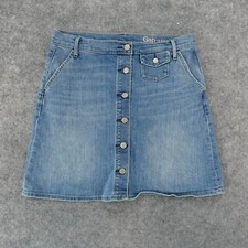 Gap 1969 Skirt Womens 30 Stretch Denim Blue Light Wash Fade Button Front Ladies
