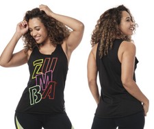 Zumba Front Row Diva Tank Top - Black  XS  S  New Free Ship
