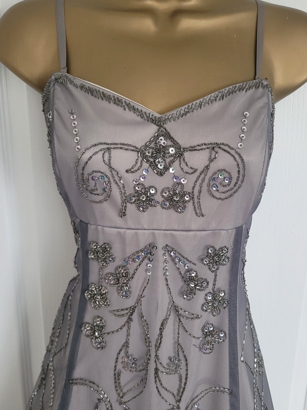 SPOTLIGHT by Warehouse UK 14 Silver Grey Beaded Sequin Evening Cocktail