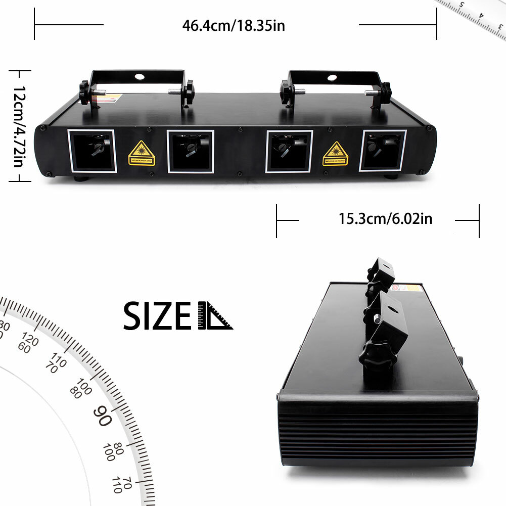 Lot De 4 Projecteurs LED Leko 400W RGBAL 5-en-1 Pour Scène, Théâtre Ou TV