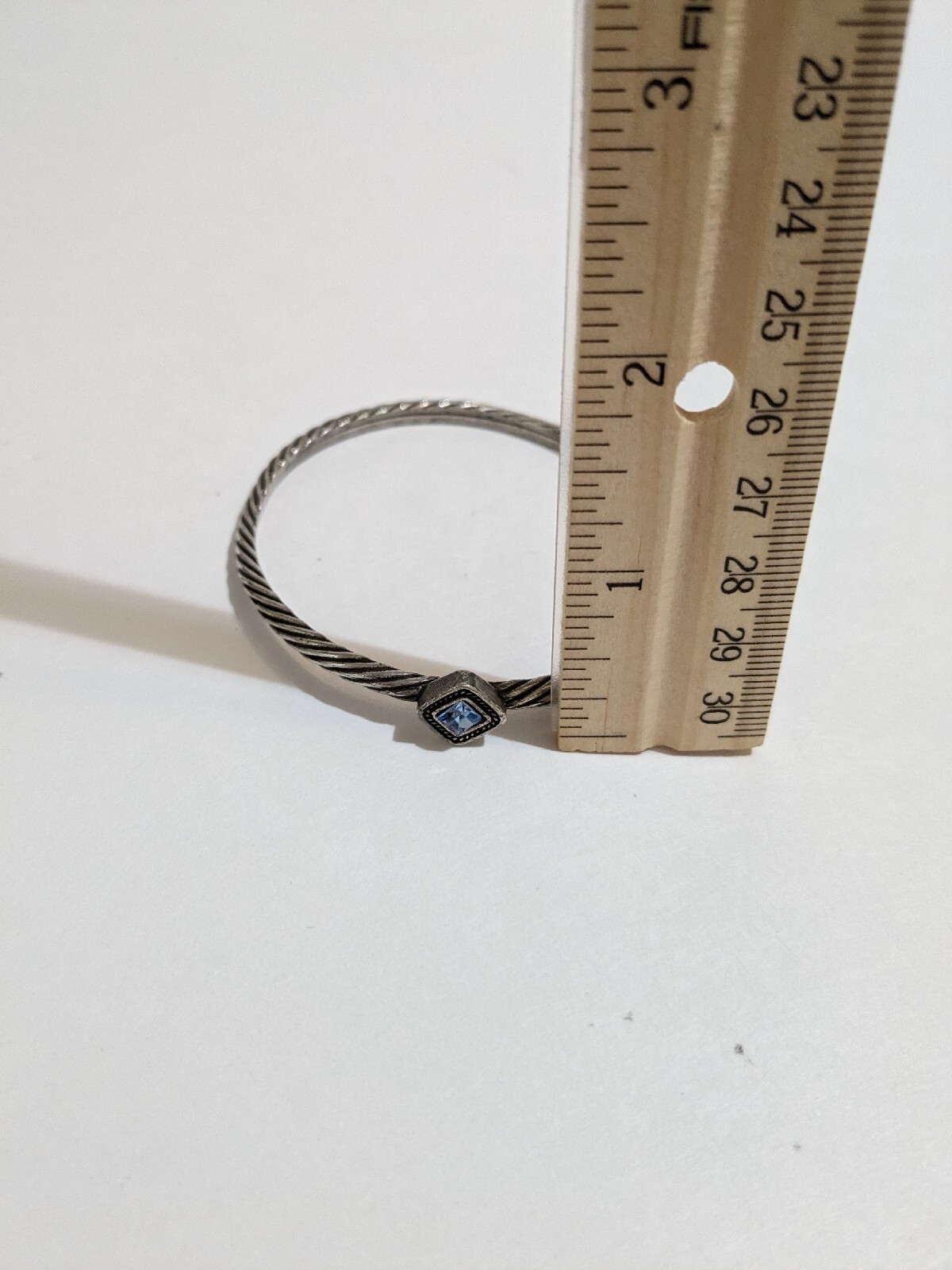 Silver 925 Solid Cable Style Bangle Bracelet With… - image 14