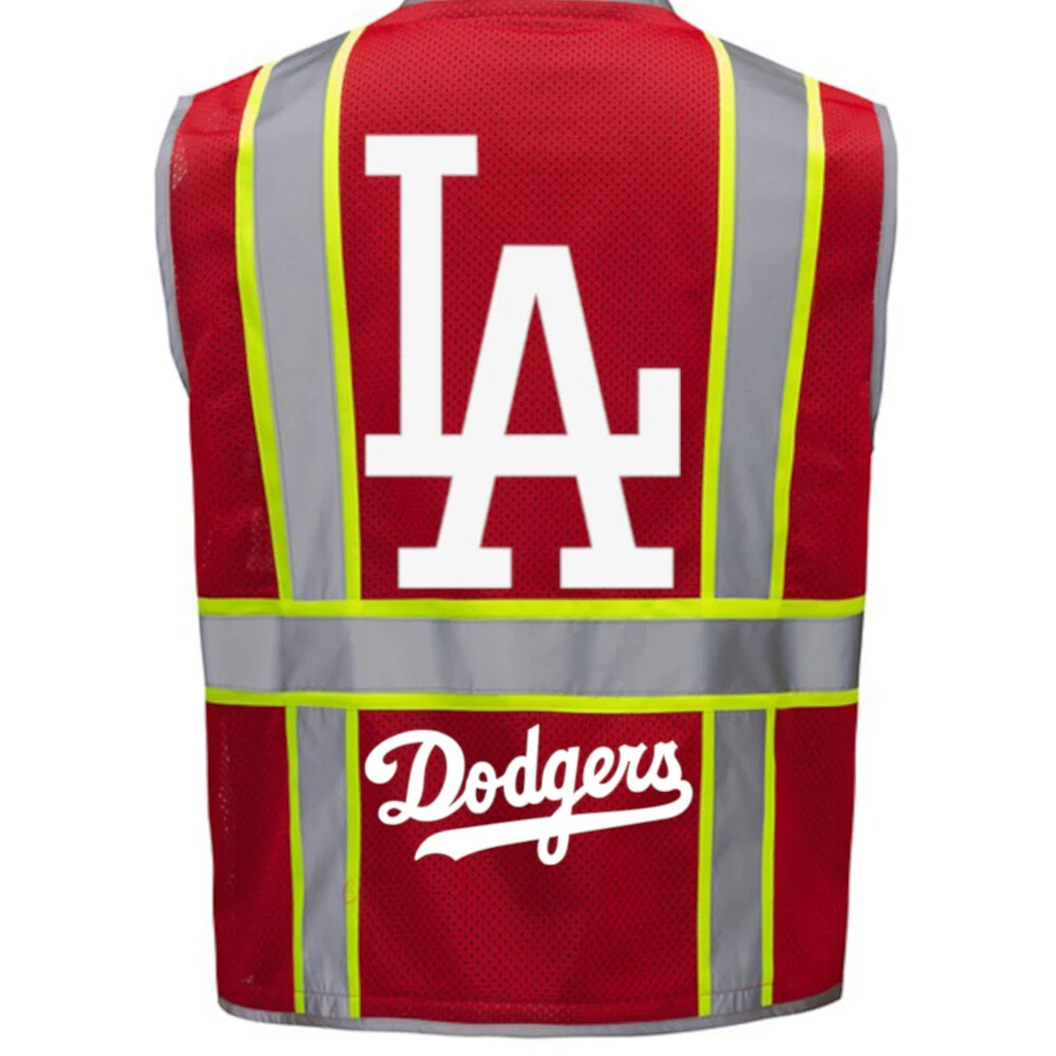 ⚾🦺LOS ANGELES DODGERS SAFETY PPE VEST W/SILVER REFLECTIVE LOGO M/L/XL/2XL-4XL - Image 3 of 4