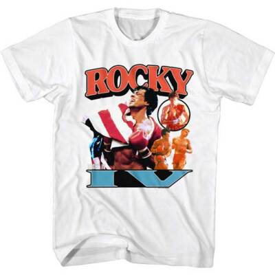 Rocky Balboa T-Shirt Adult Movie New NOW HE'S GOT A FLAG 100% White Cotton 