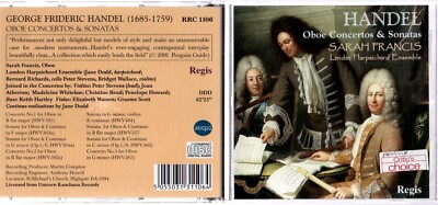 Handel: Oboe Concertos & Sonatas - Sarah Francis & London Harpsichord Ensemble