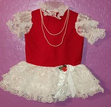 Vintage 1990's Fancy Girl 2T Toddler's Girl's Red and White Lace dress.