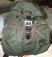 Prada green nylon unisex travel school shopper authentic backpack shoulder bag