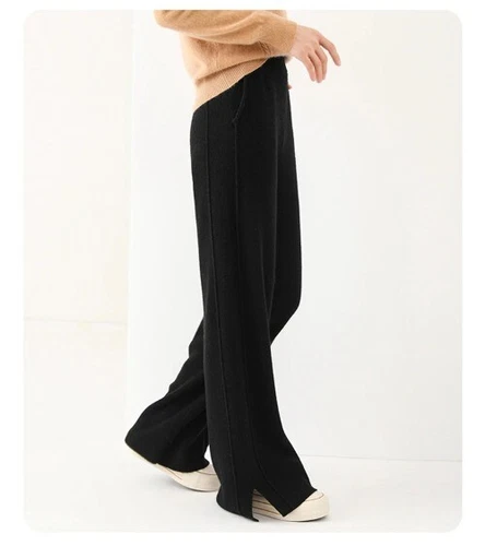 Pantalones sueltos de cachemir de cintura alta para mujer - Imagen 23 de 31