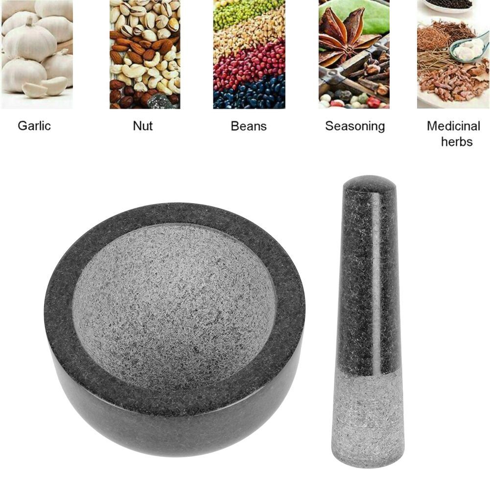 Large Pestle and Mortar Set Granite Stone Spice Herb Crusher Grinder