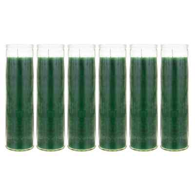 Mega Candles - Unscented 2''x 8'' Tall Prayer Container Candle - Green, 6PCS