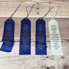 Lot of 4 VTG 1938 Fulton County IL Track Meet Blue Ribbons 1st Place