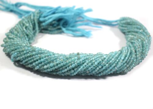 Natural Genuine 3MM A++ Blue Aquamarine Smooth Round Gemstone Beads 12.5" Strand - Picture 2 of 5