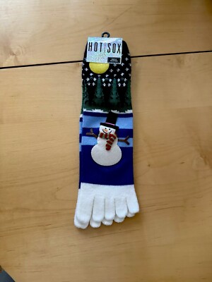 NTW! Hot Sox Christmas Holiday Themed TOE Socks Snowman w Scarf Women's 9-11