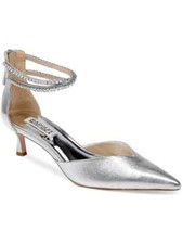 Badgley Mischka Women's Lilibeth Pointed Toe Ankle Strap Pumps Silmet 7 US 245