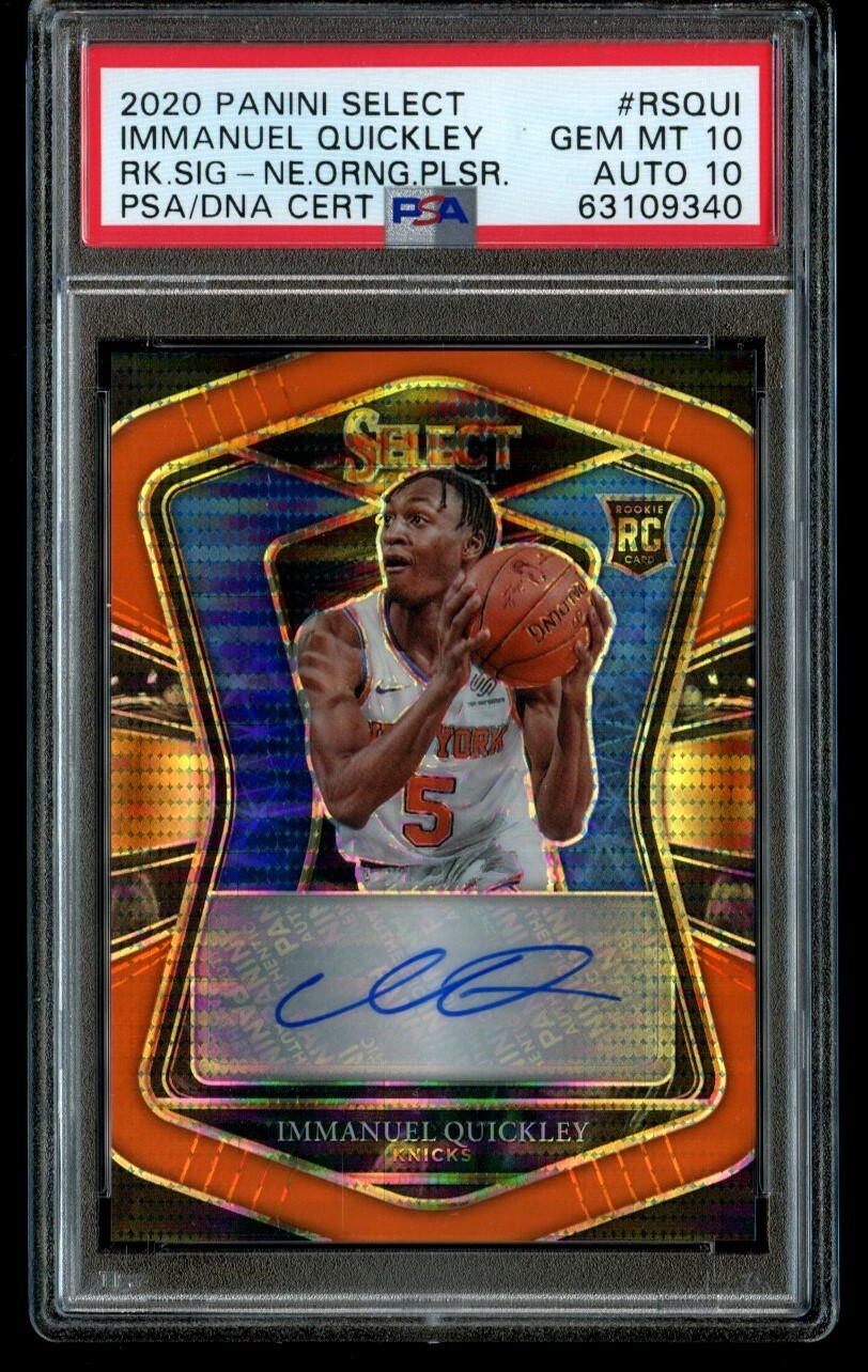 2020 Panini Select Immanuel Quickley /30 Neon Orange Pulsar PSA 10 Auto Rookie