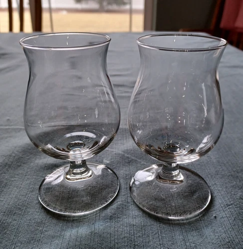 Lot of 2 Anchor Hocking Tulip Pedestal Brandy Glasses Bud Vases Candle Votive