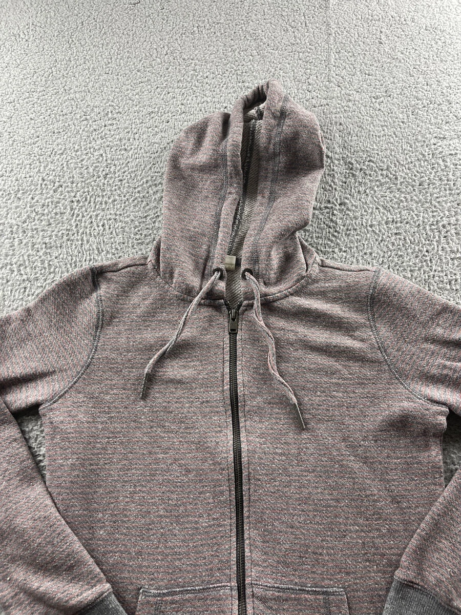 ROXY Sweatshirt Womens Size 6 Gray Red Full Zip Hoodie Lightweight Surf Ladies