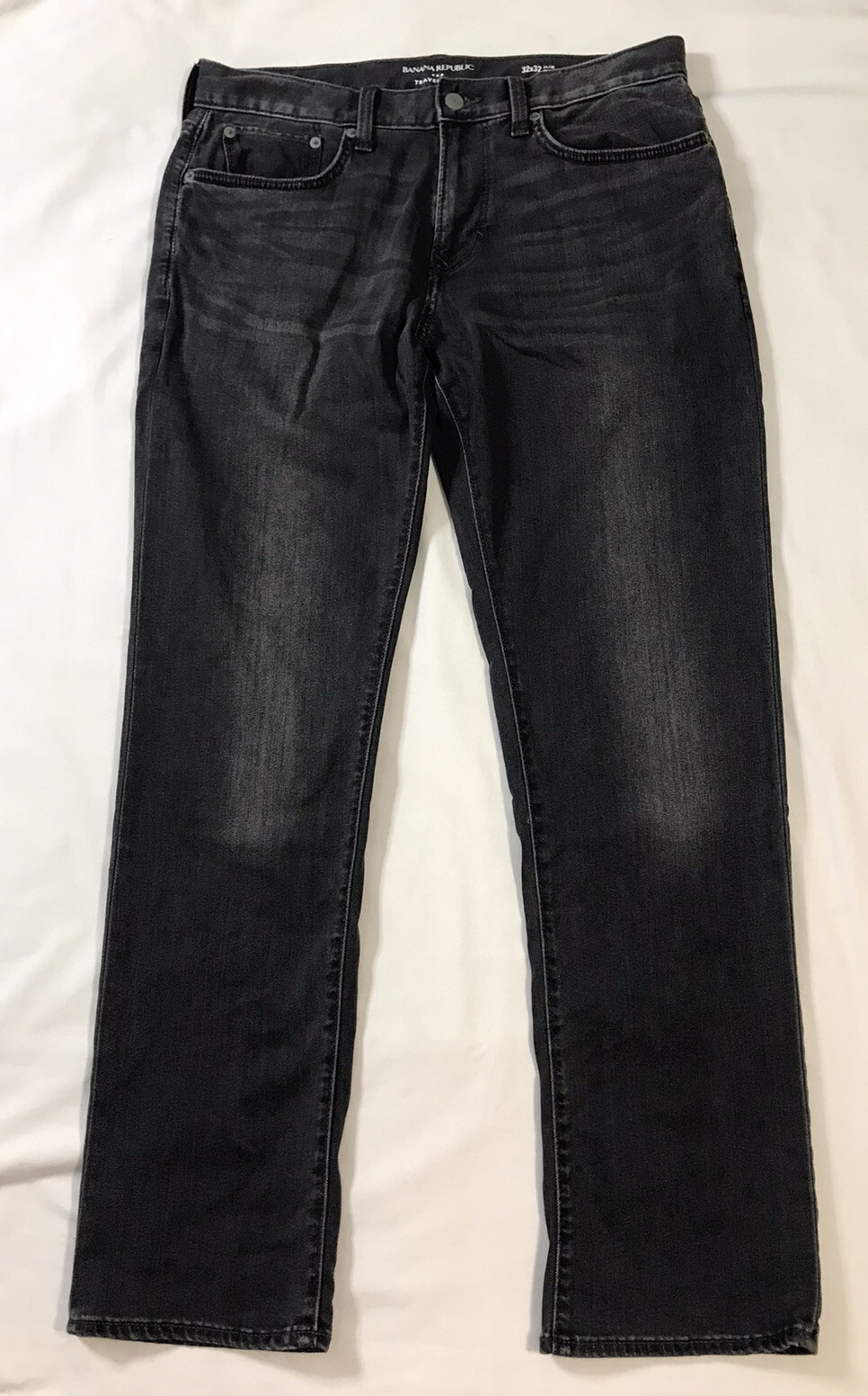 Banana Republic Jeans Men's 32x32 Black Slim Fit Travel Jean Washed Out