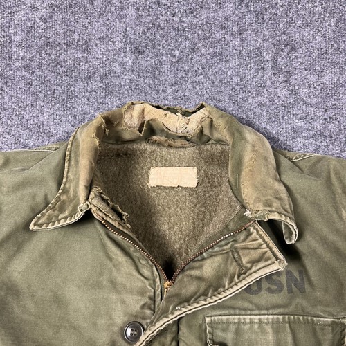 US Navy Military A-2 Intermediate Cold Weather Deck Jacket Medium VTG 60s USN - Picture 7 of 20