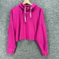 Happily Grey Cropped Hoodie Women S Small Pink Hooded Long Sleeve Pullover