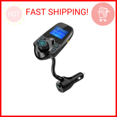 Nulaxy Bluetooth FM Transmitter for Car, Upgraded Manual Power On/Off Switch Wir