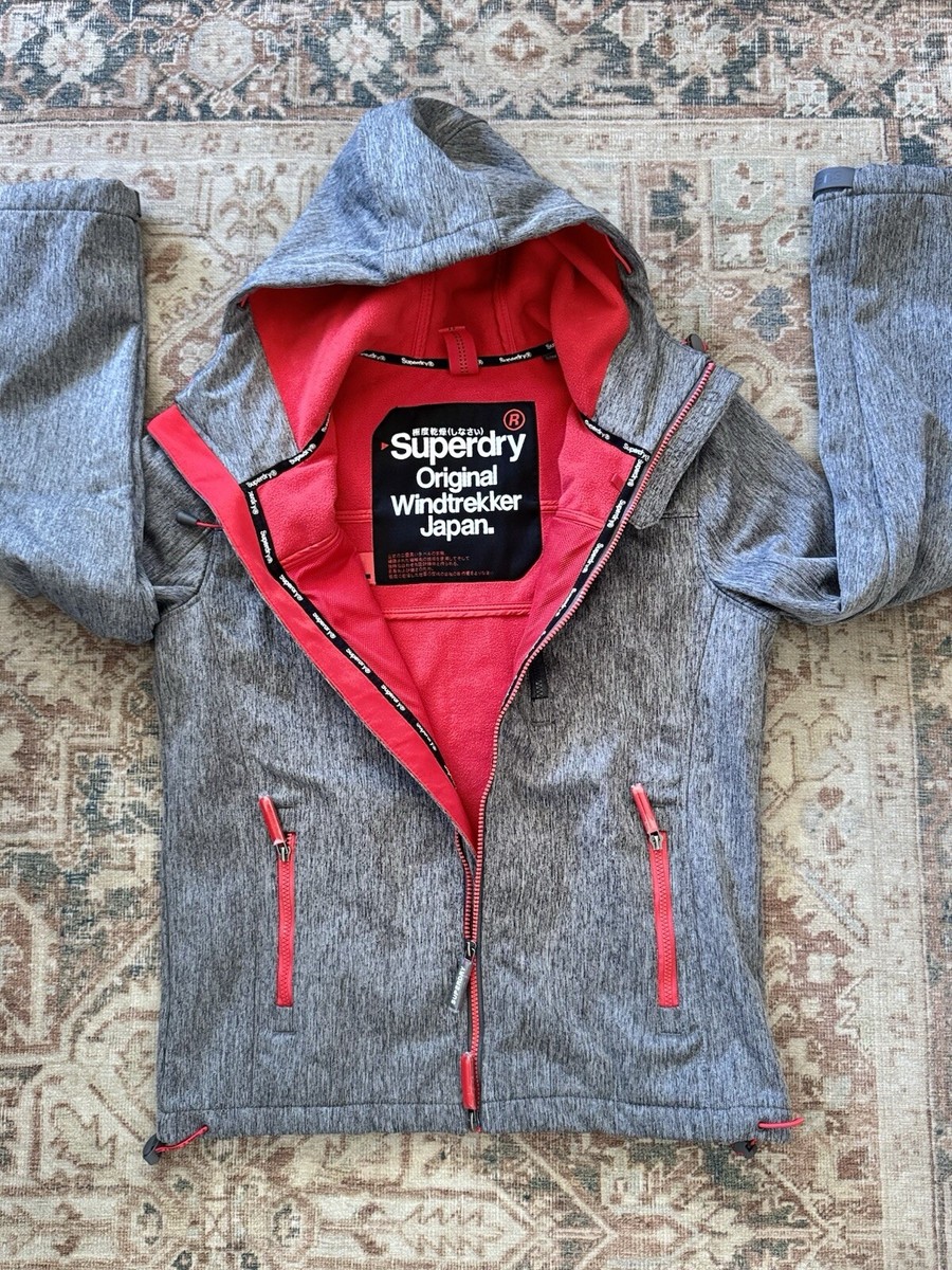 SUPERDRY Gray Original Windrtekker Hooded Soft Shell Jacket Pocket