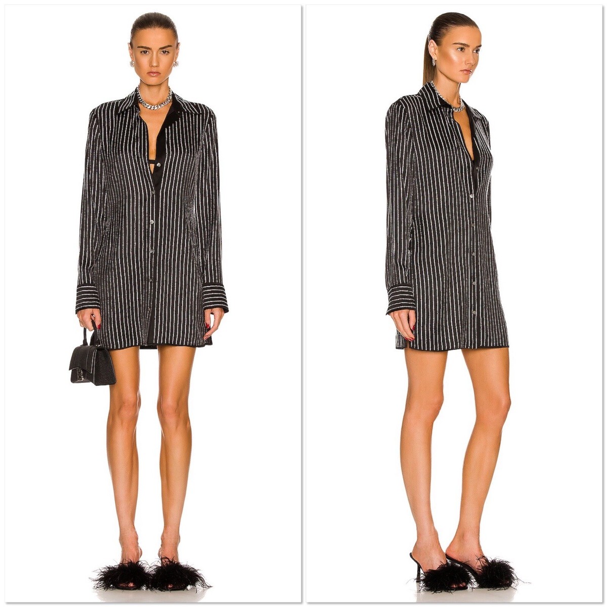 NWT Alexander Wang Slim Shirt Dress with Crystal Hotfix XS NWT Alexander Wang Slim Shirt Dress with Crystal Hotfix XS