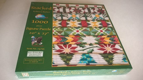 SunsOut 1000 Jigsaw Puzzle STACKED Christmas Quilts Quilting Rebecca Parker NEW! - Picture 3 of 20