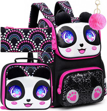 3PCS Backpack for Girls and Boys, 15" Unicorn Dinosaur Bookbag with Lunch Box, K
