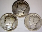 1917 17d & 1917s Mercury Dime Coins 90% SILVER 3 Coin LOT  NR  PRICED BELOW MELT