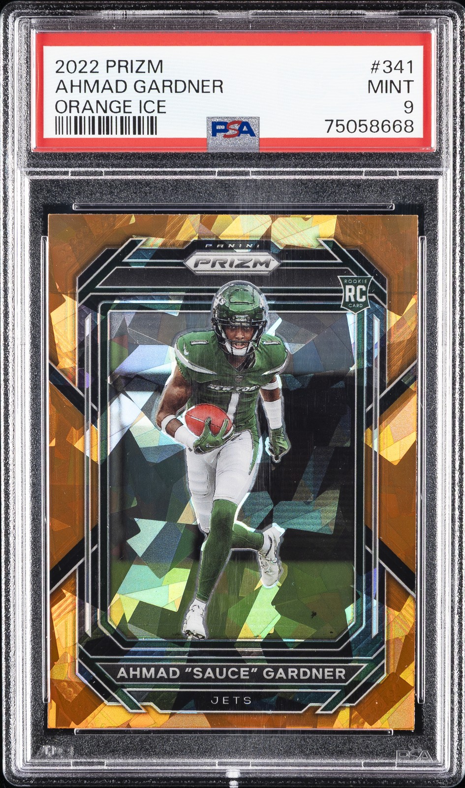 2022 PANINI PRIZM ORANGE ICE #341 AHMAD "SAUCE" GARDNER ROOKIE RC PSA 9