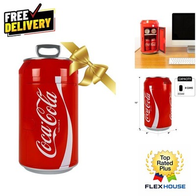 Vibrant Red Coca-Cola 8 Can Mini Fridge - 5.4L Personal Cooler with Power Cords
