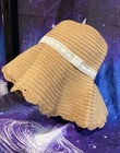 Sun Hat Straw Scalloped Brim White Band Floppy Wide Brim Beach — photo 4