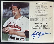 Early Wynn HOF Autograph 300th Victory 8x10 Baseball Photo Card - COA