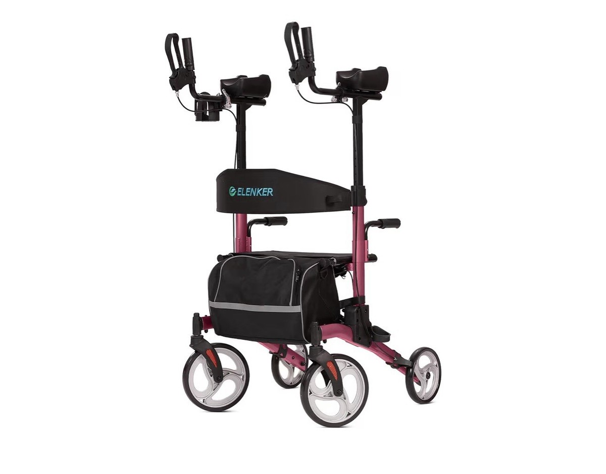 Red Elenker Heavy Duty Upright Rollator Walker Extra Wide Seat